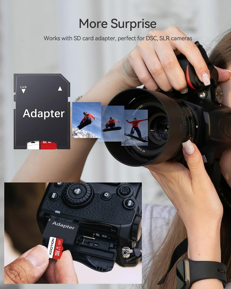 Kootion بطاقة micro SD بسعة 32 جيجابايت من KOOTION - عبوة من 2، بطاقة micro SDHC من الفئة 10، بطاقة ذاكرة UHS-I، بطاقة TF عالية السرعة، C10، U1، 32 جيجابايت - Image 3